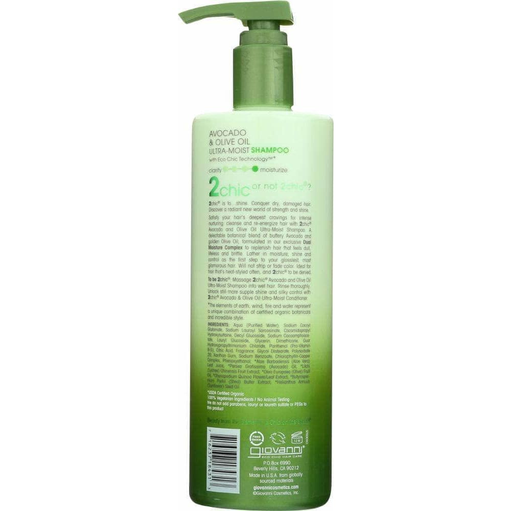 Giovanni Giovanni Cosmetics 2Chic Avocado & Olive Oil Ultra-Moist Shampoo, 24 oz