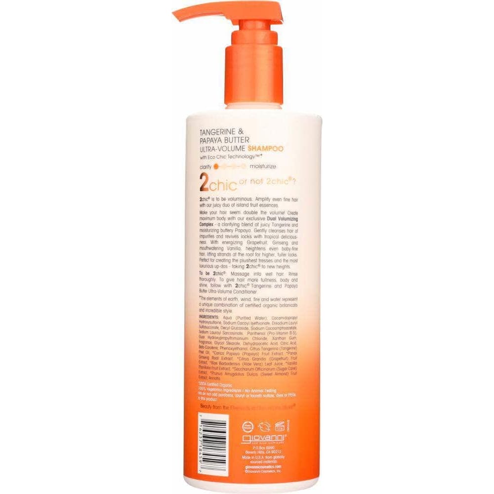 Giovanni Giovanni Cosmetics 2Chic Tangerine & Papaya Butter Ultra-Volume Shampoo, 24 oz