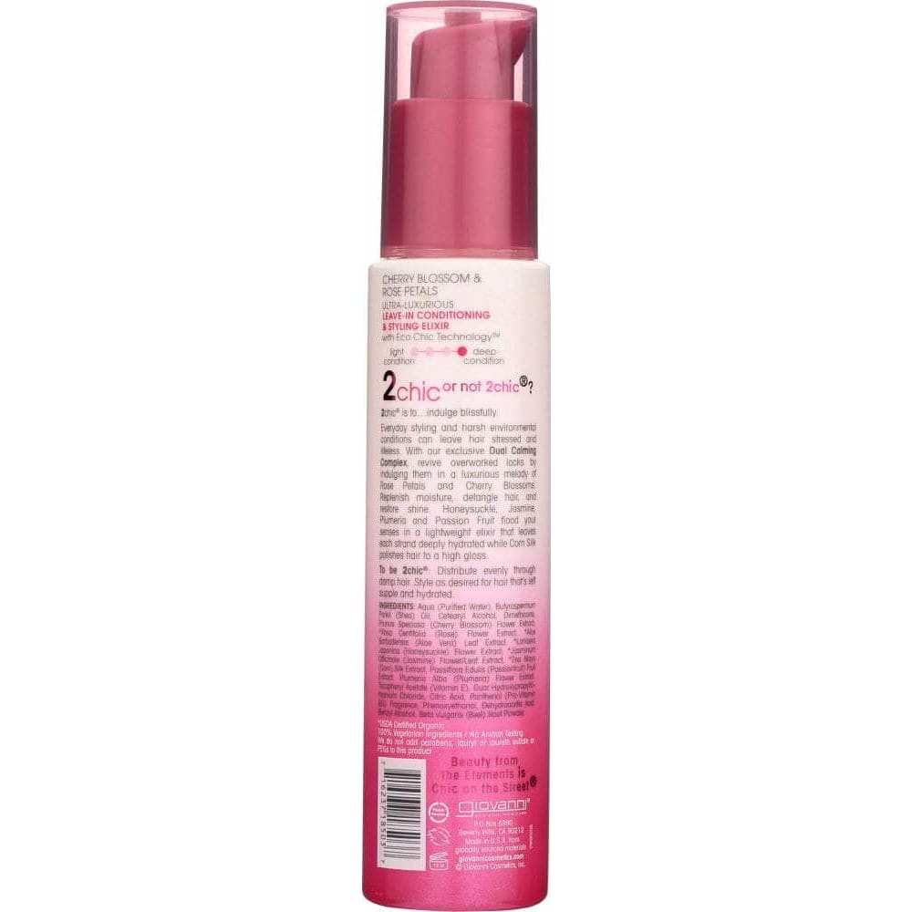 GIOVANNI Giovanni Cosmetics 2Chic Ultra-Luxurious Leave-In Conditioning & Styling Elixir Cherry Blossom, 4 Oz