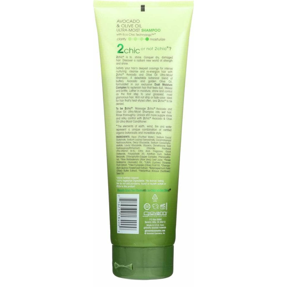 GIOVANNI Giovanni Cosmetics 2Chic Ultra-Moist Shampoo Avocado & Olive Oil, 8.5 Oz