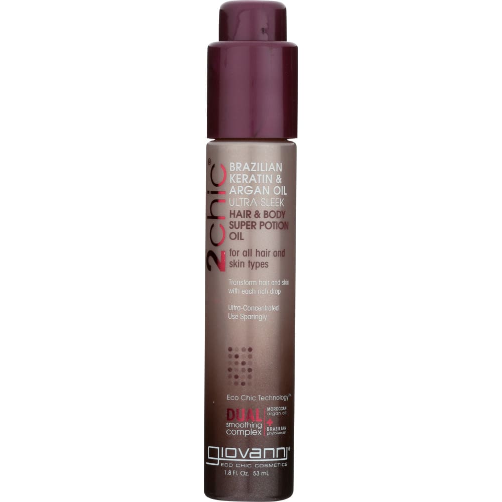 Giovanni Cosmetics Ultra-Sleek Hair & Body Super Potion Brazilian Keratin & Argan Oil 1.8 Oz (Case of 3) - GIOVANNI