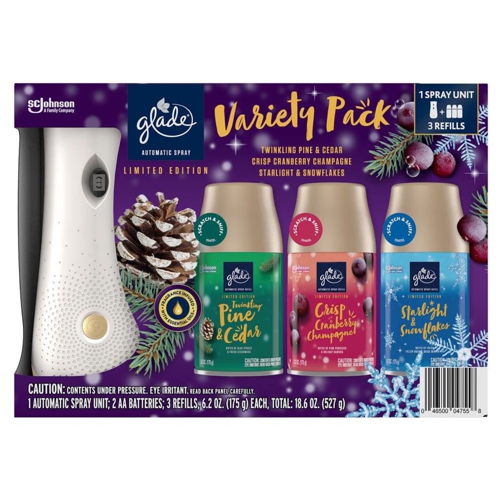 Glade Automatic Spray Air Freshener 1 Holder + 3 Refills Mixed Holiday Scents - Air Fresheners - ShelHealth