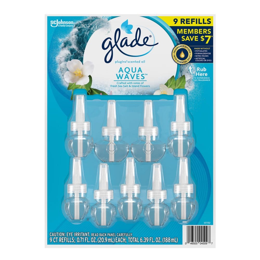 Glade PlugIns Scented Oil Air Freshener Refills Aqua Waves (6.39 fl. oz. 9 ct.) - Air Fresheners - Glade