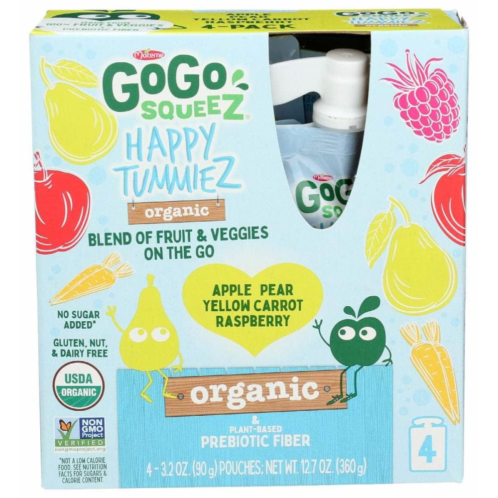 GOGO SQUEEZ GOGO SQUEEZ Happy Tummiez Ras 4Pk Prb, 12.7 oz