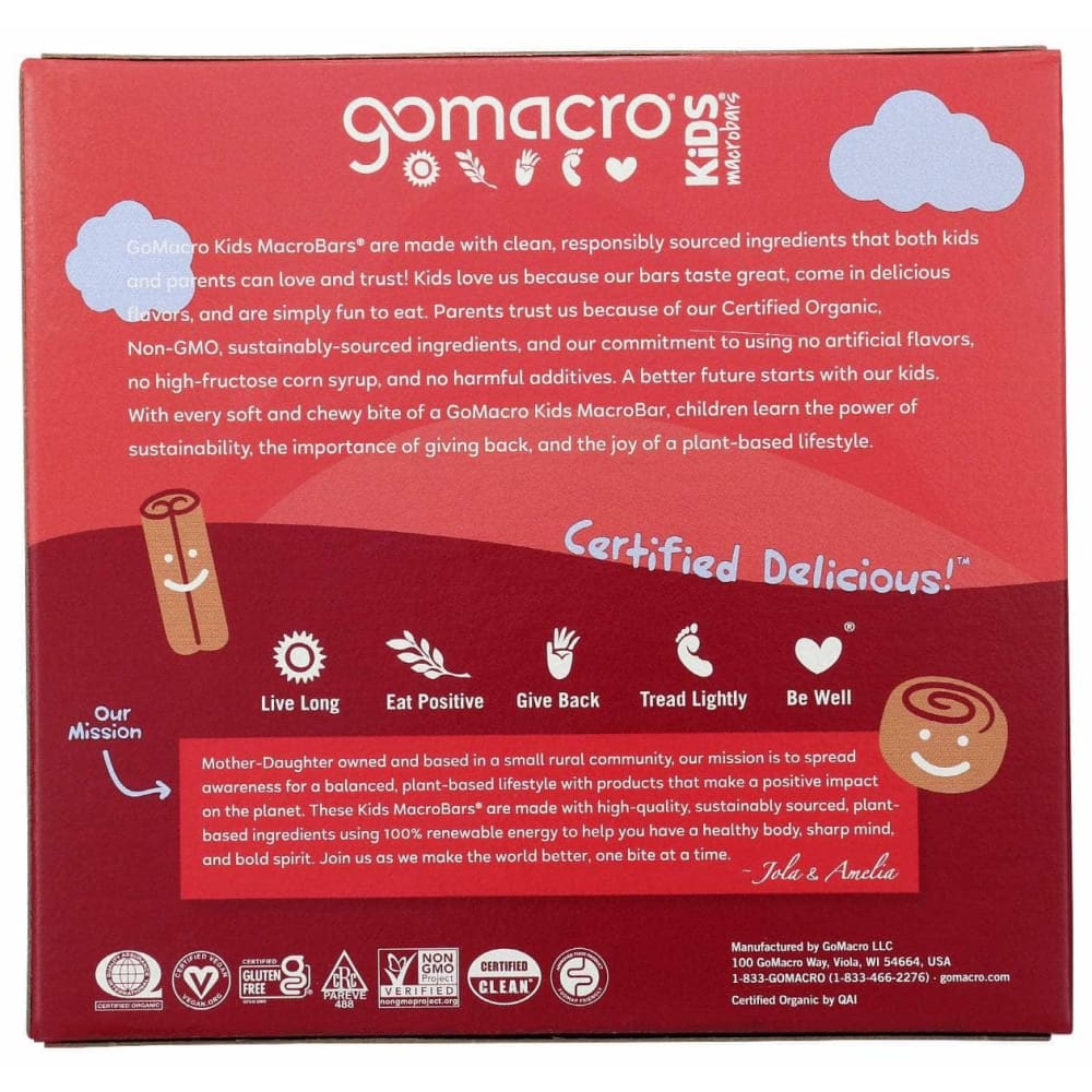 GOMACRO Grocery > Snacks > Cookies > Bars Granola & Snack GOMACRO: Bar Cinnamon Roll, 6.3 oz