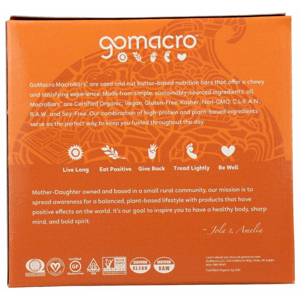 GOMACRO Grocery > Snacks > Cookies > Bars Granola & Snack GOMACRO: Bar Dbl Choc Pb Chip 4Ct, 9.2 oz