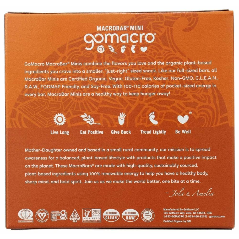 GOMACRO Grocery > Snacks > Cookies > Bars Granola & Snack GOMACRO: Bar Dbl Chc Pb Mini 8 Pk, 7.1 oz