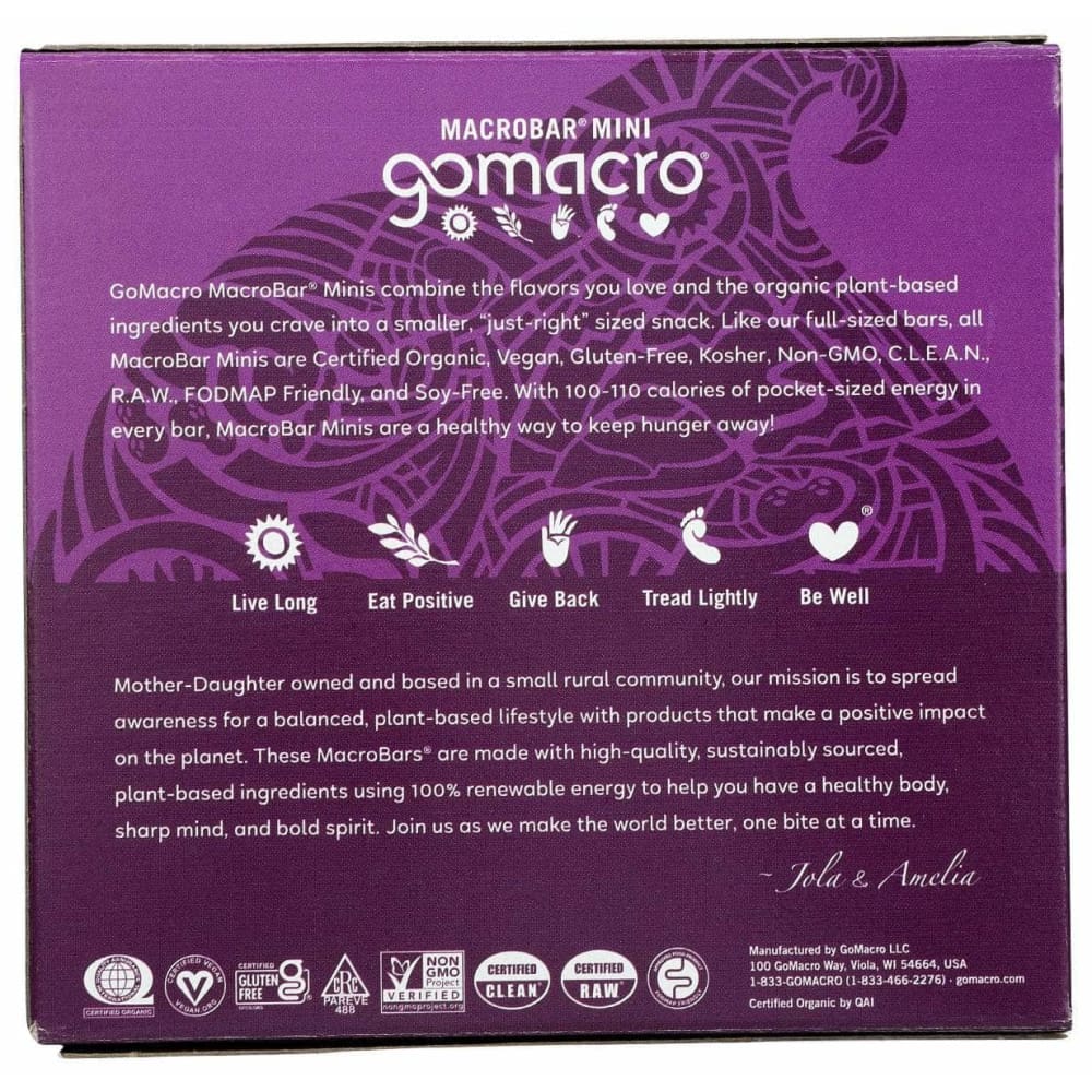 GOMACRO Grocery > Snacks > Cookies > Bars Granola & Snack GOMACRO: Bar Pb Chc Chip 8 Pk Mini, 7.1 oz