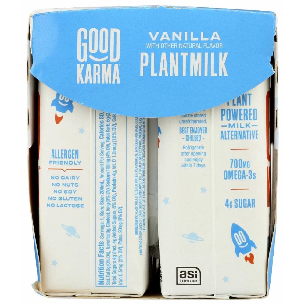 GOOD KARMA Grocery > Dairy, Dairy Substitutes and Eggs > Milk & Milk Substitutes GOOD KARMA Vanilla Plantmilk 6 Pack, 40.5 fo