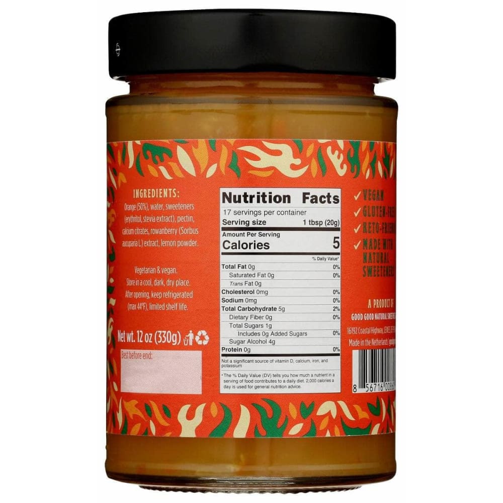 GOOD GOOD Grocery > Pantry > Jams & Jellies GOOD GOOD: Orange Marmalade Keto Friendly No Added Sugar, 12 oz