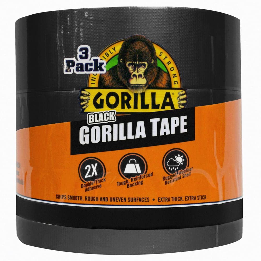 Gorilla 30-Yard Black Duct Tape 3-pack - Tape & Adhesives - ShelHealth