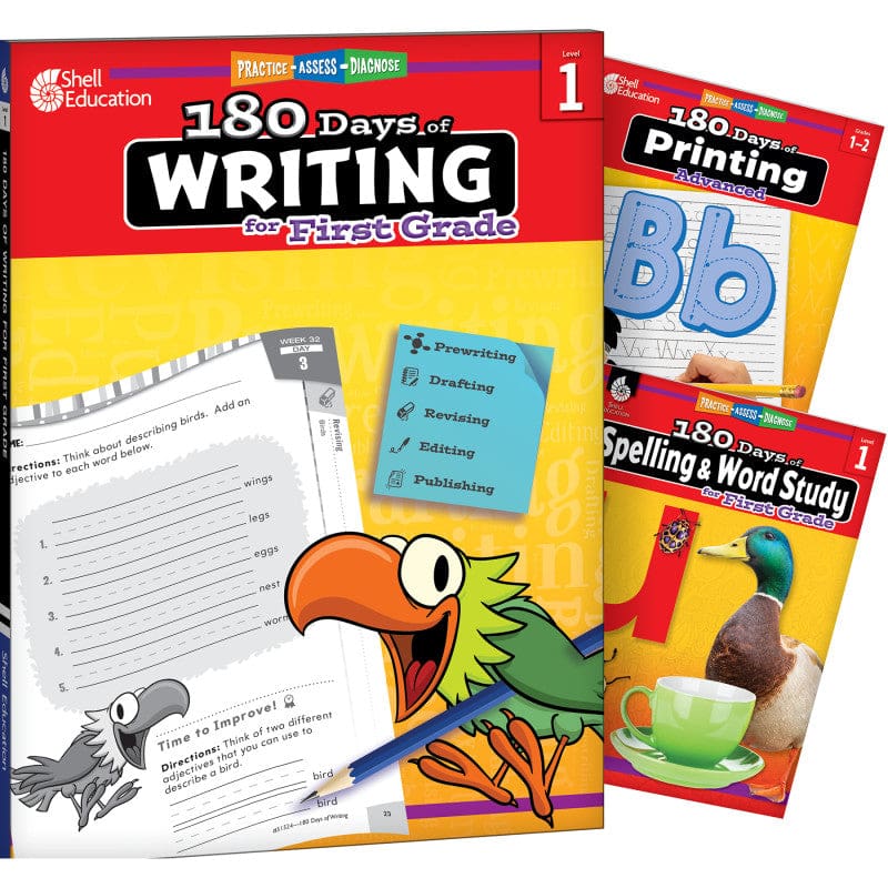 Gr 1 180 Days Writing 3 Book Set Spelling Printing - Writing Skills - Shell Education