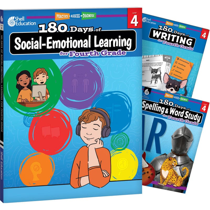 Gr 4 180 Days Sel 3 Book Set Writing Spelling - Writing Skills - Shell Education