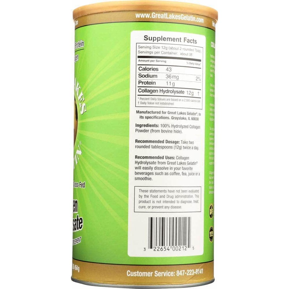 Great Lakes Gelatin Great Lakes Gelatin Collagen Hydrolysate Beef Kosher, 16 oz