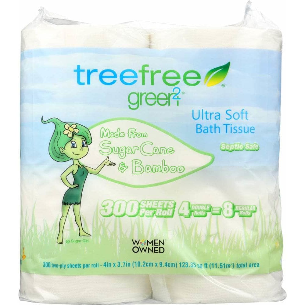 Green2 Green2 Tree Free Bathroom Tissue 2 Ply 300 Sheets, 4 pc