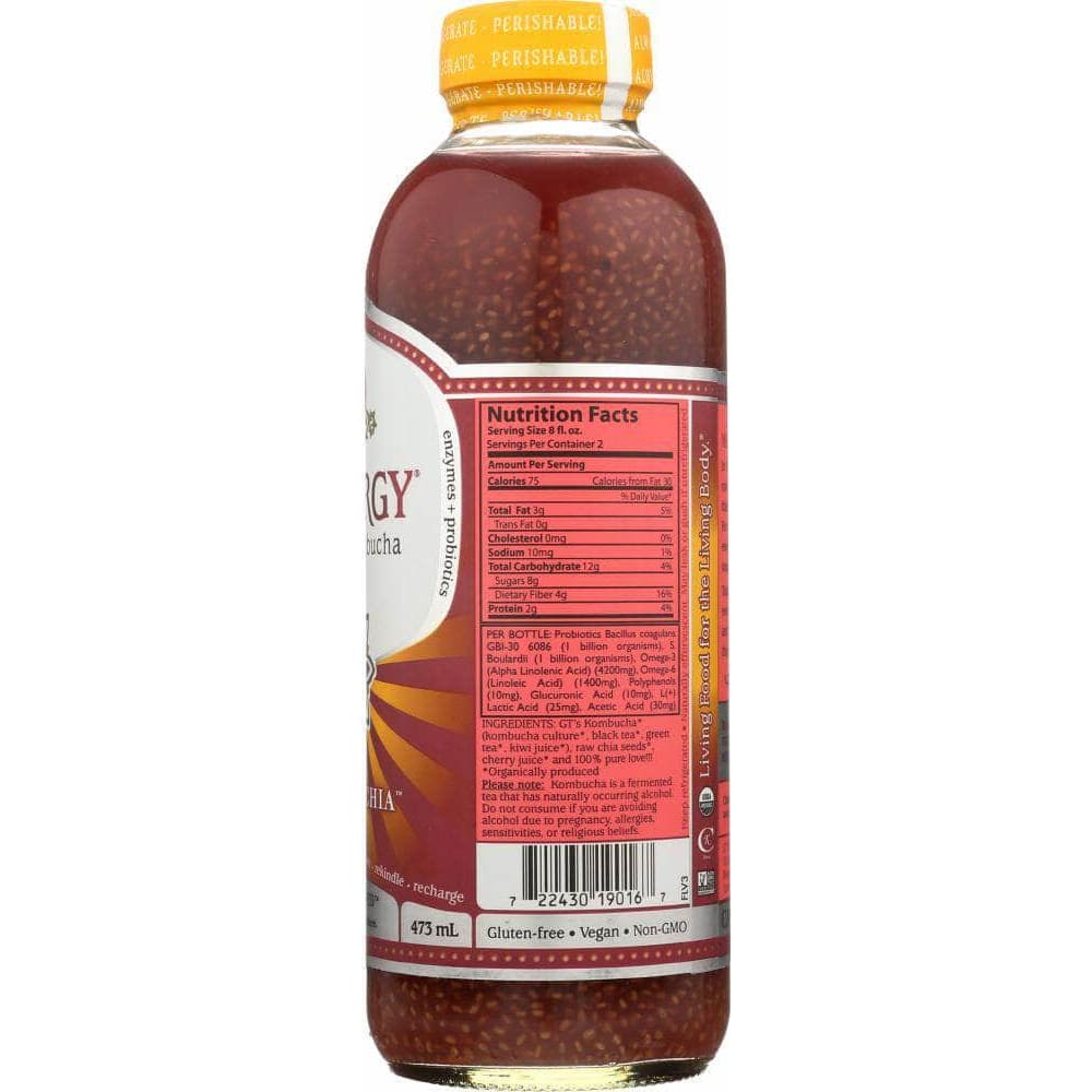 Synergy Gt's Enlightened Synergy Organic Kombucha Cherry Chia, 16 fl oz