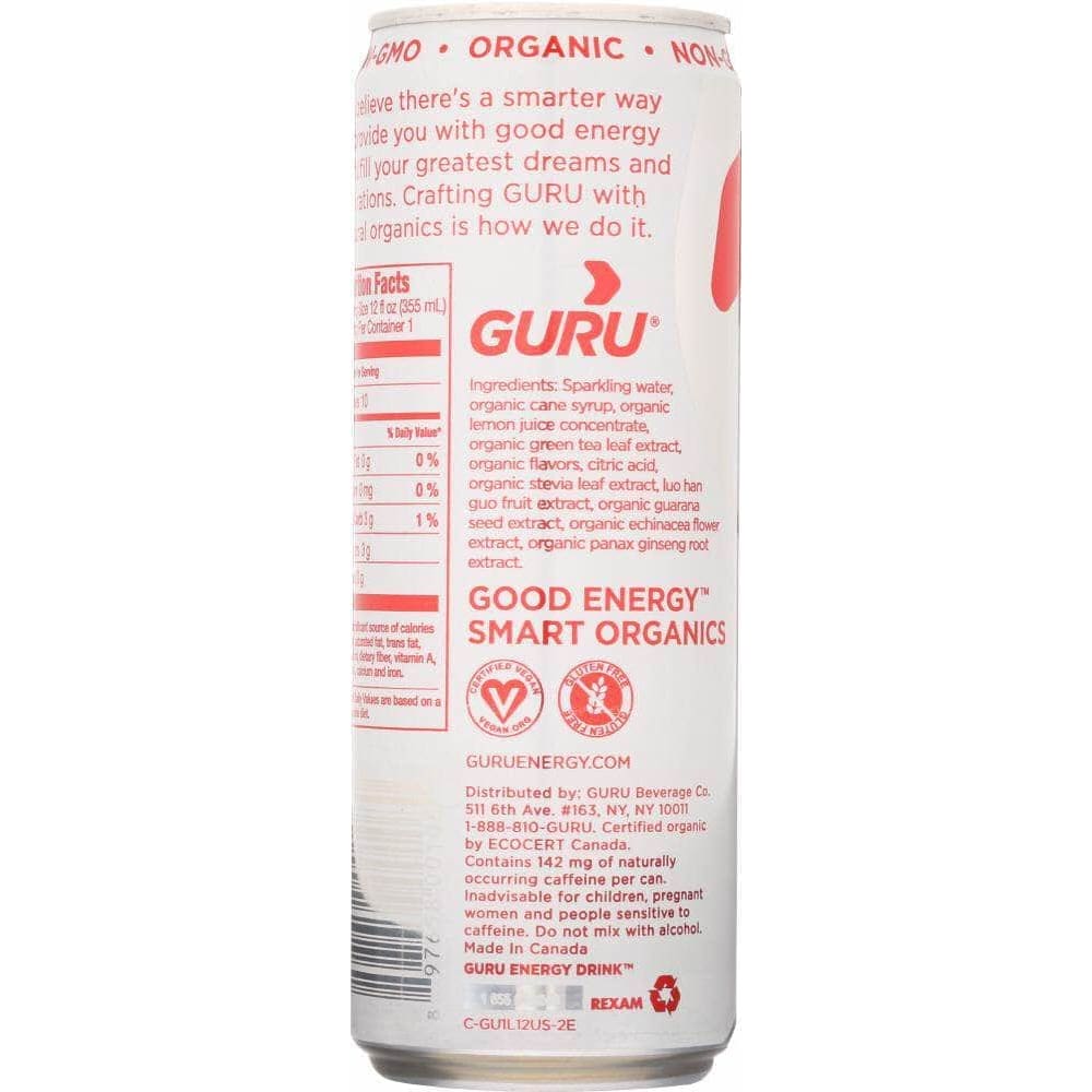 Guru Guru Lite 100% Natural Energy Drink, 12 Oz