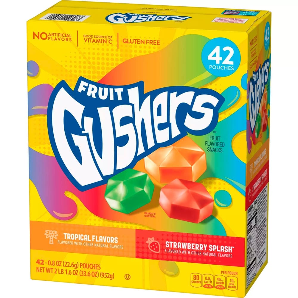 Gushers Strawberry Splash and Tropical Flavors - 0.8 Oz - 42 Ct - Fruit Snacks - Betty Crocker