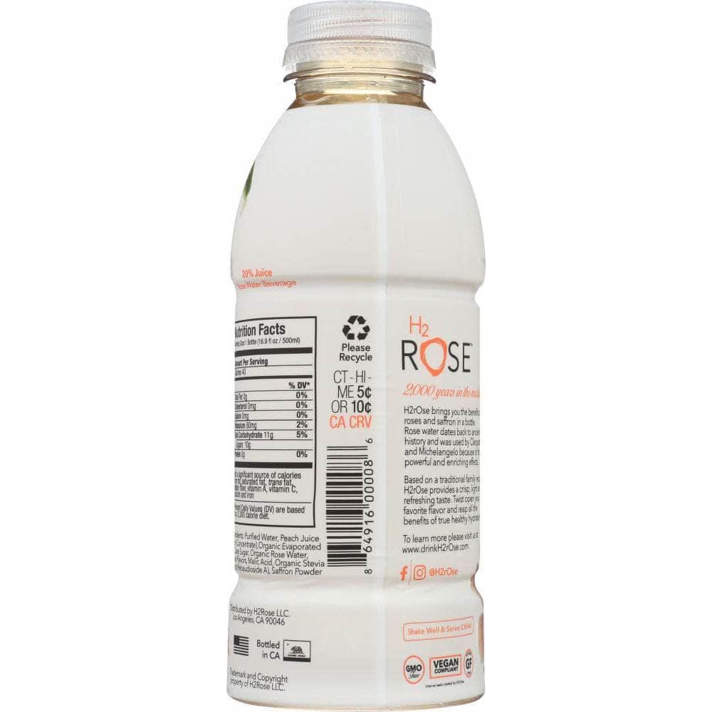 H2Rose H2Rose Peach Rose Water Beverage, 16.9 fl oz