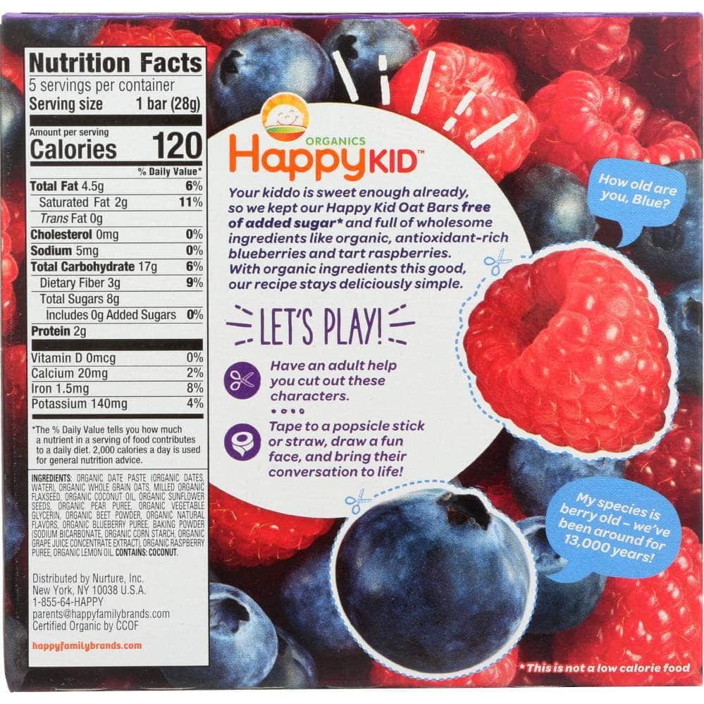 Happy Family Brands Happy Kid Bar Oat Blueberry and Raspberry Organic, 4.95 oz