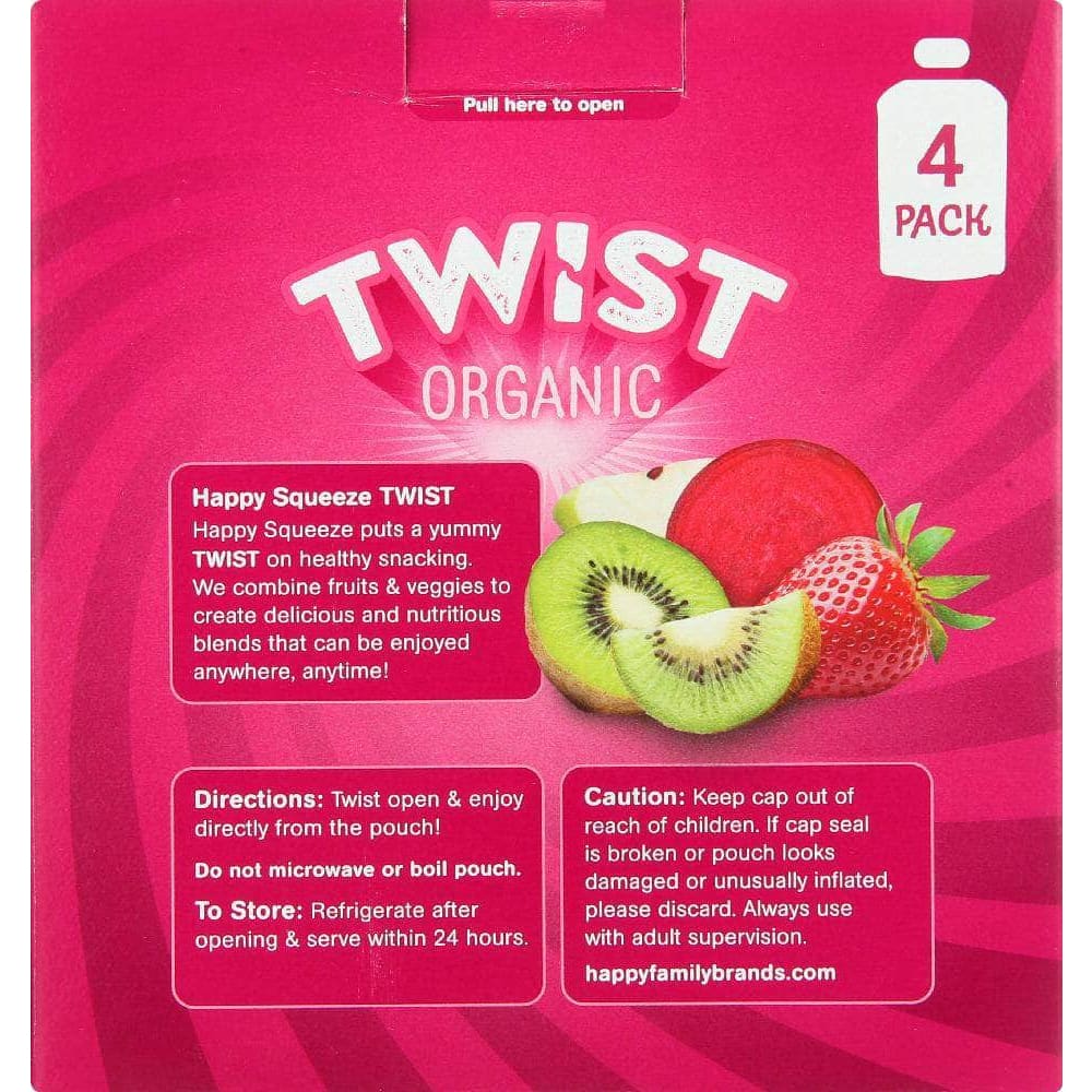 Happy Family Brands Happy Kid Twist Organic Apple Beet Strawberry and Kiwi 4 Packs, 12.68 oz