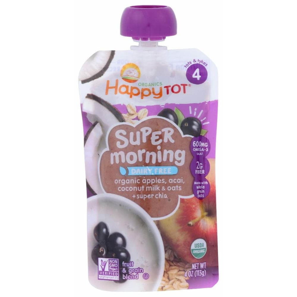 HAPPY TOT HAPPY TOT Pouch Apl Acai Cmlk Morng, 4 oz