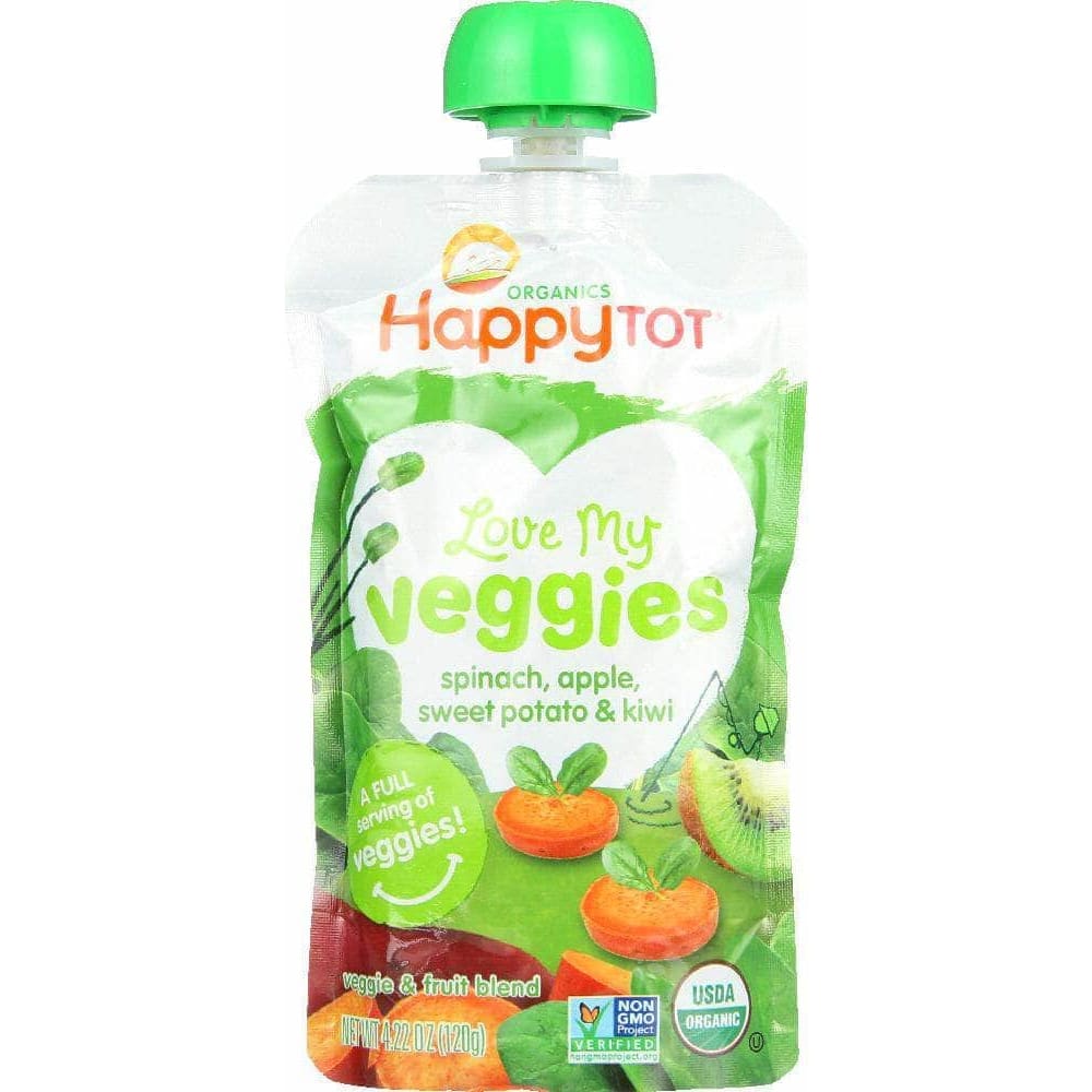 Happy Family Brands Happy Tot Veggies Spinach Apple Sweet Potato Kiwi Organic, 4.22 oz