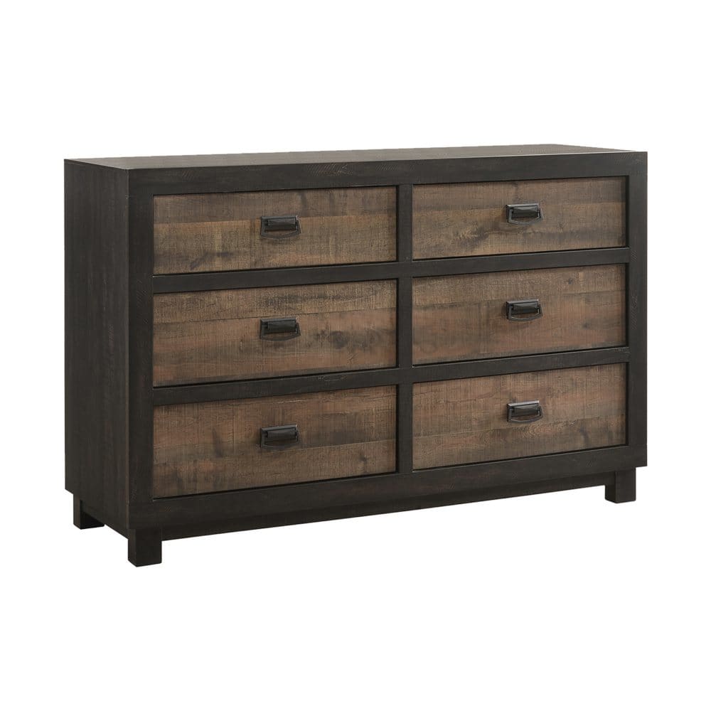 Harrison 6-Drawer MDF and Particle Board Dresser Walnut - Transitional - Harrison