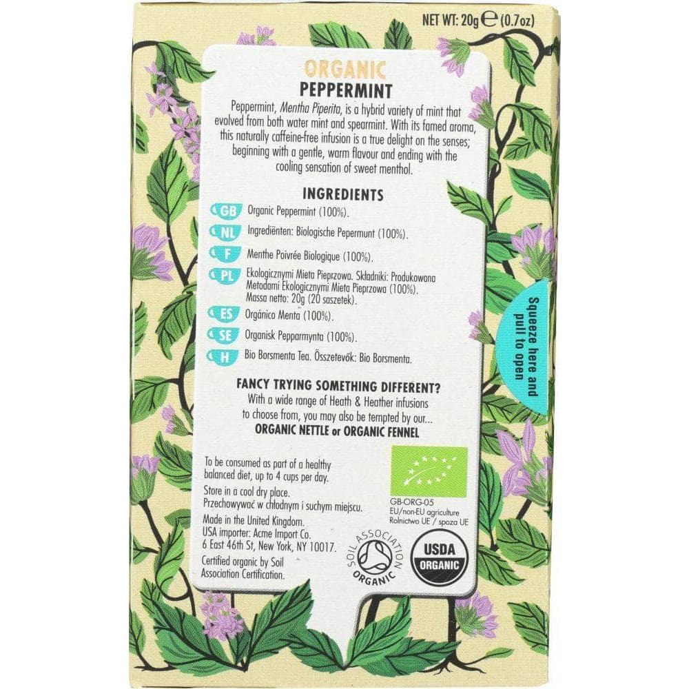 Heath And Heather Heath And Heather Organic Peppermint Tea, 20 ea