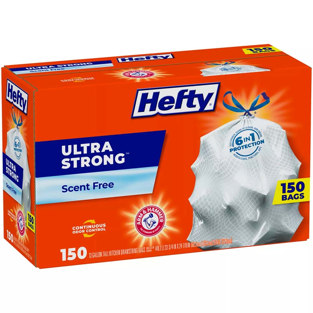 Hefty Ultra Strong 13-Gallon Kitchen Drawstring Trash Bags - 150 Ct - Garbage Bags - Hefty