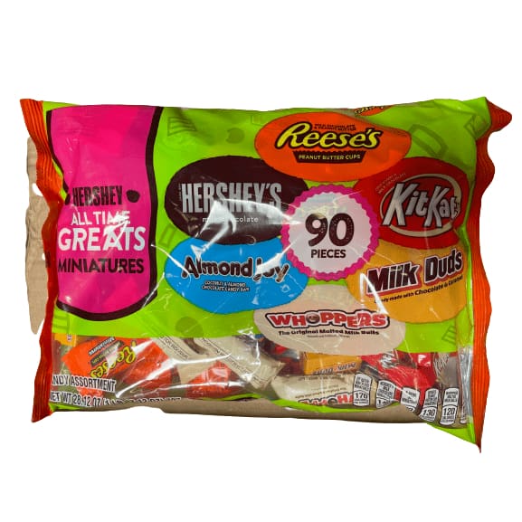 Hershey's Hershey, All Time Greats Miniatures Chocolate Assortment Candy, Halloween, 28.12 oz, Variety Bag (90 Pieces)