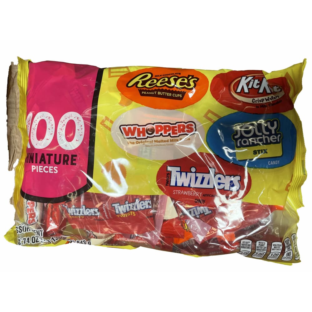 Hershey's Hershey, Miniatures Chocolate and Fruit Flavored Assortment Candy, Halloween, 29.74 oz, Variety Bag (100 Pieces)