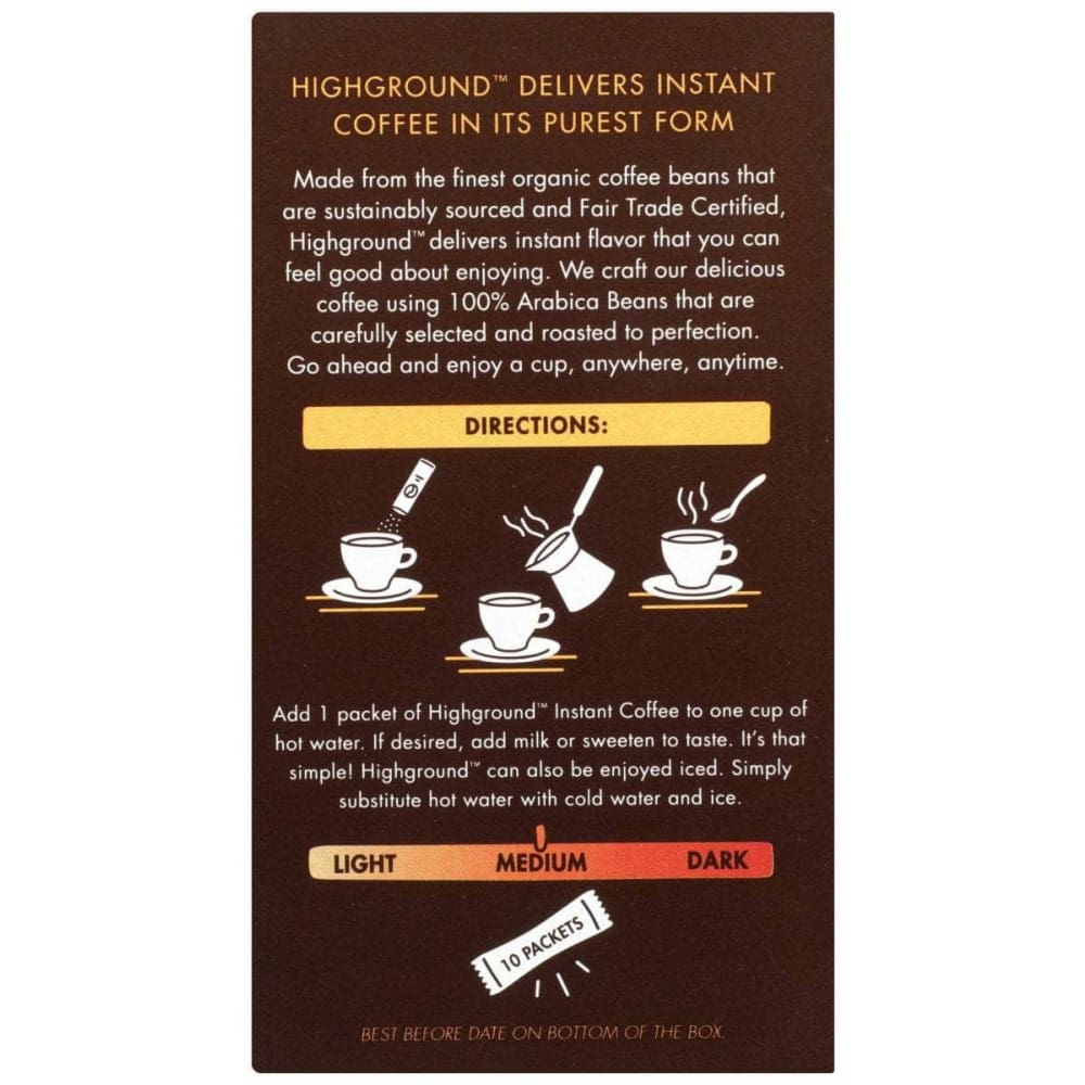 HIGHGROUND Highground Regular Instant Coffee Stick 10 Count, 0.7 Oz