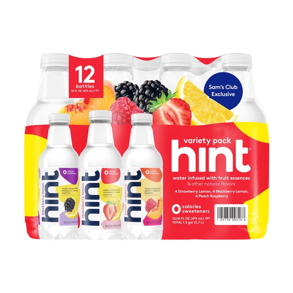 Hint Flavored Water Summer Variety Pack (16 fl. oz. 12 pk.) - Bottled and Sparkling Water - Hint