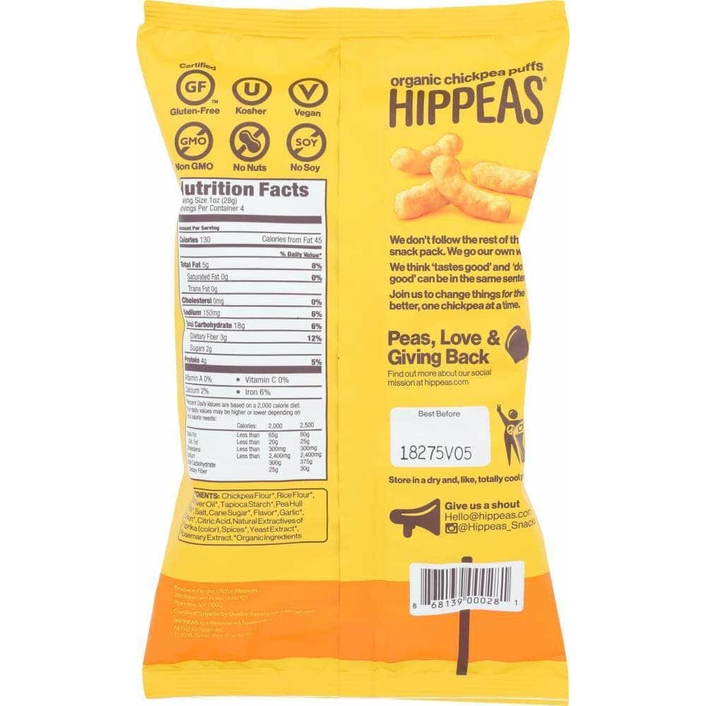 Hippeas Hippeas Organic Chickpea Puffs Nacho Vibes, 4 oz