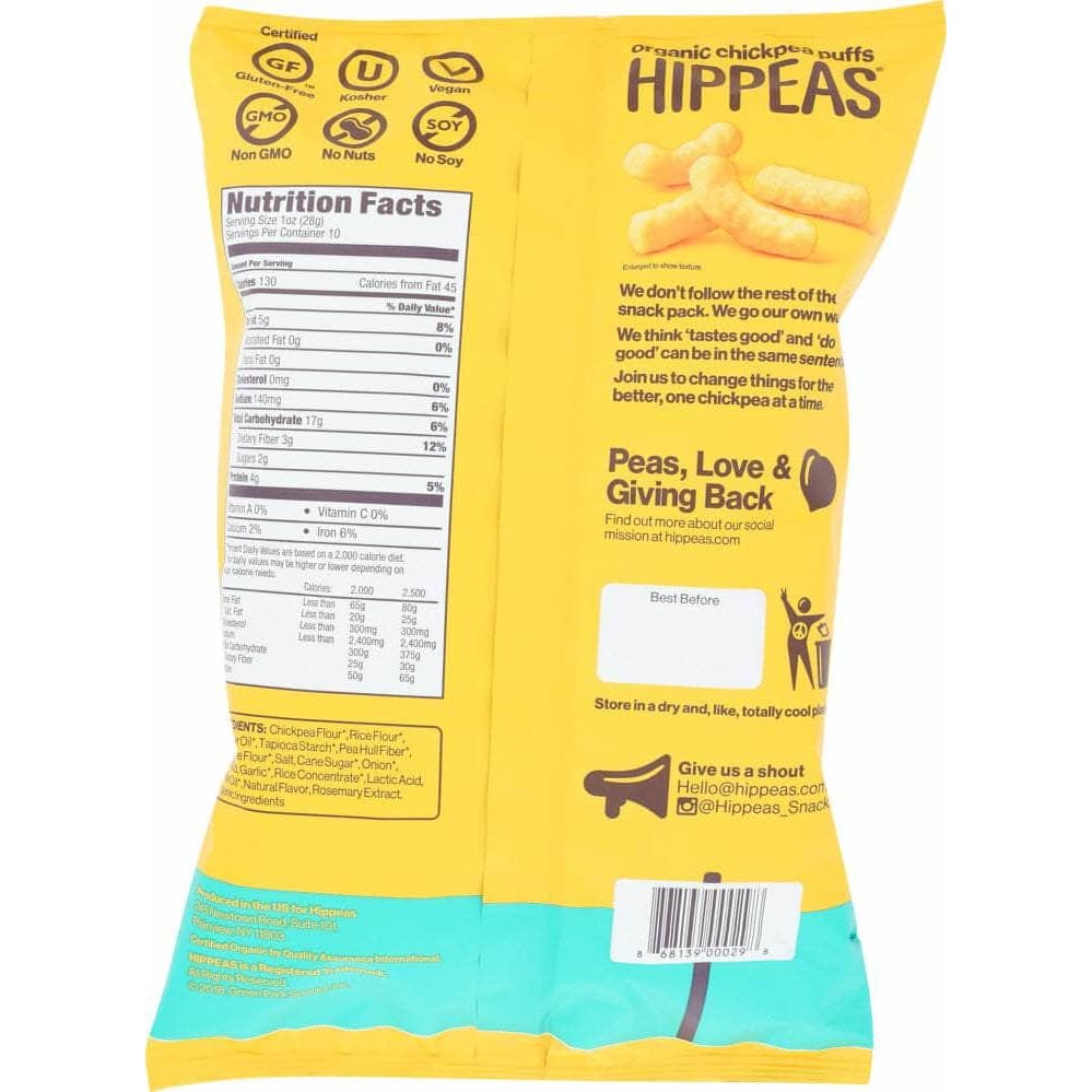 Hippeas Hippeas Vegan White Cheddar Puffs, 10 oz