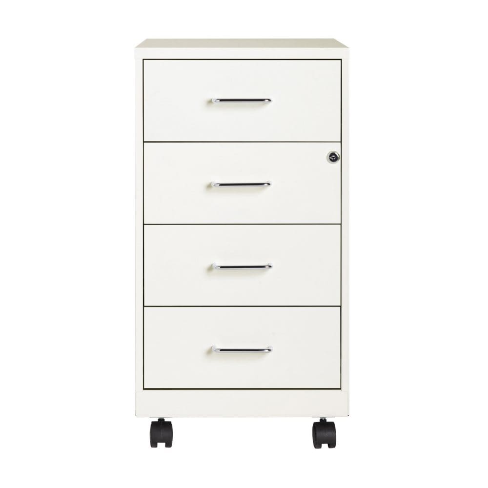 Hirsh 18 Deep 4-Drawer Metal Mobile Organizer 4 Box Drawers White - File Cabinets - Hirsh