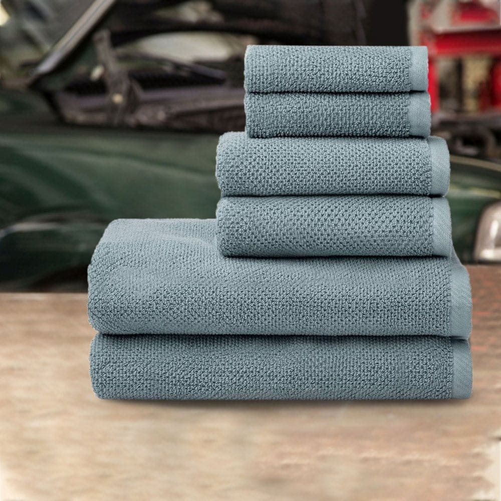 Hometex 100% Cotton XL Popcorn Drying Towel Set Blue (6 pk.) - Tool Carts - Hometex
