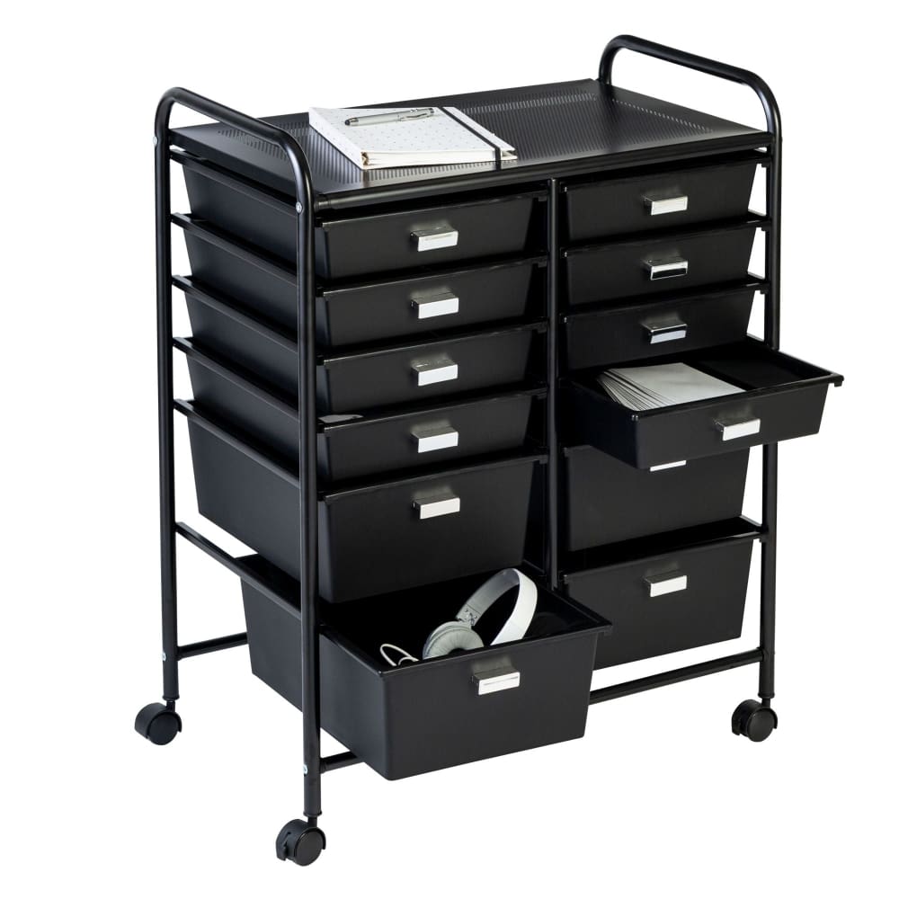 Honey-Can-Do Honey Can Do 12-Drawer Rolling Storage and Craft Cart Organizer - Black - Home/Home/Storage & Organization/Storage Carts/ -