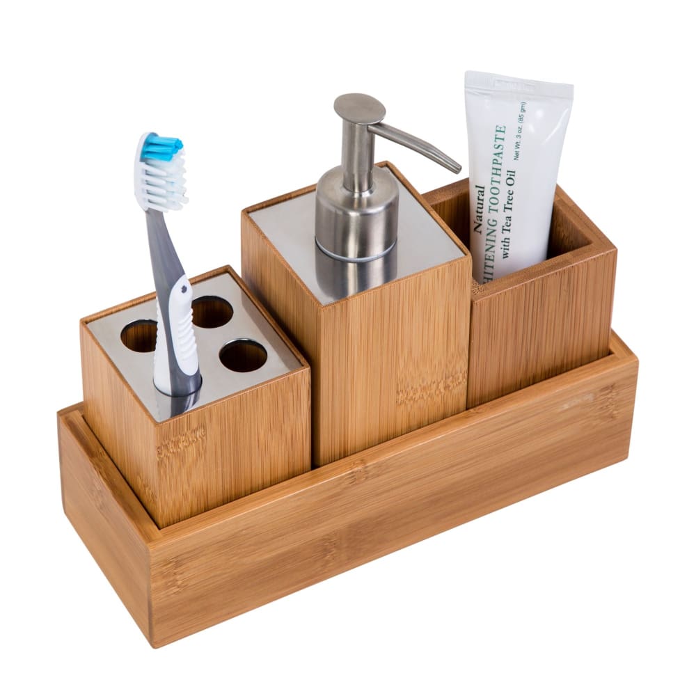 Honey-Can-Do 4-Pc. Bamboo Bathroom Set - Honey-Can-Do