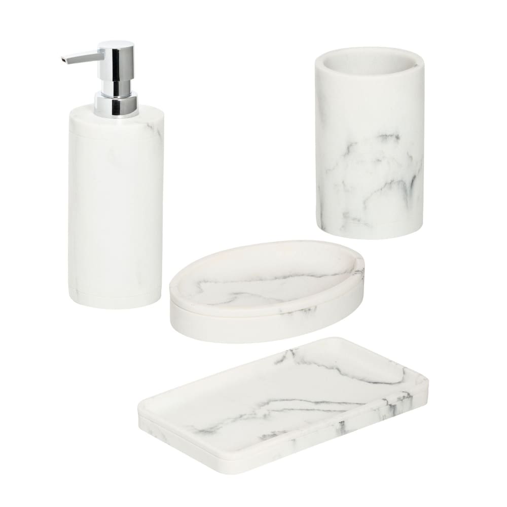 Honey-Can-Do 4-Pc. Bath Accessory Set - Marble - Honey-Can-Do