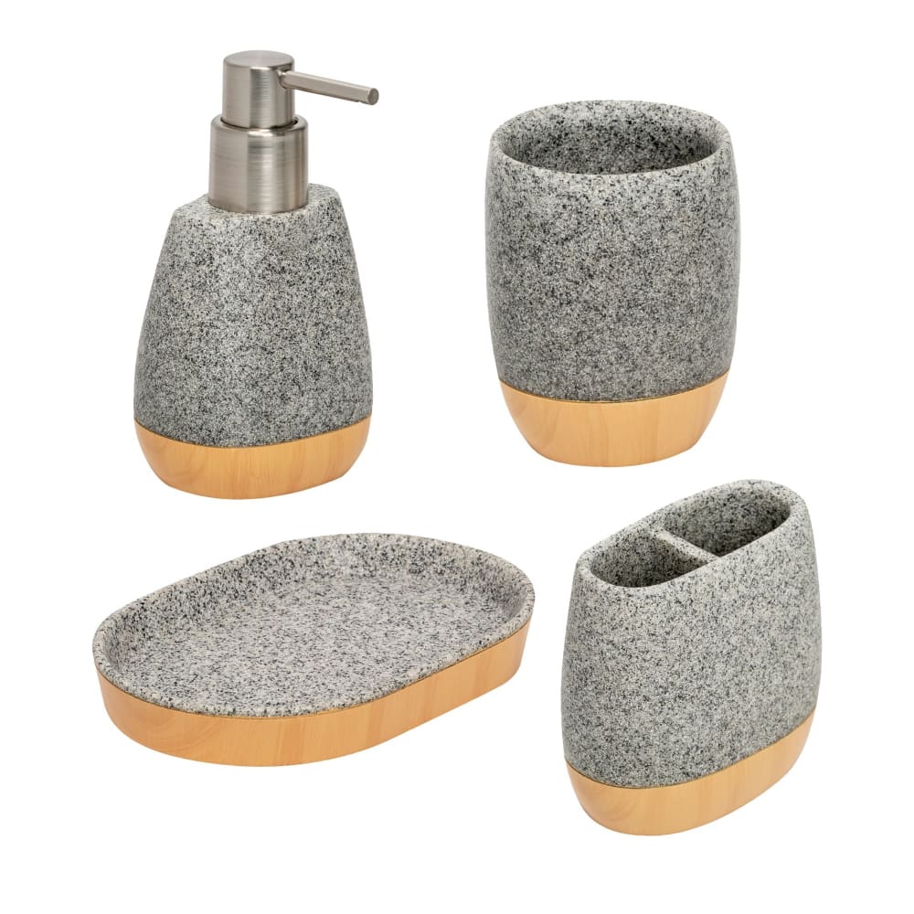 Honey-Can-Do 4-Pc. Bath Accessory Set - Speckled - Honey-Can-Do