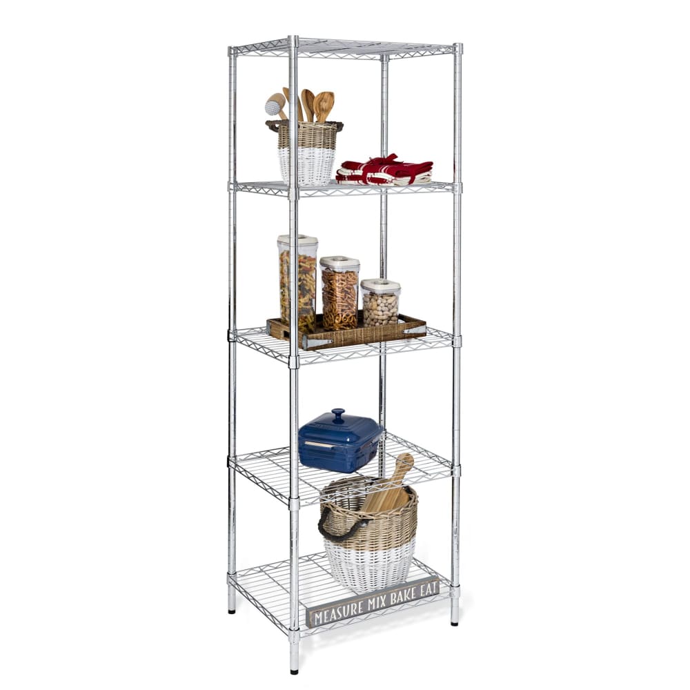 Honey-Can-Do 5-Tier Adjustable Shelving Unit - Chrome - Home/Furniture/Living Room Furniture/Accent Furniture/Bookcases & Shelving/ -