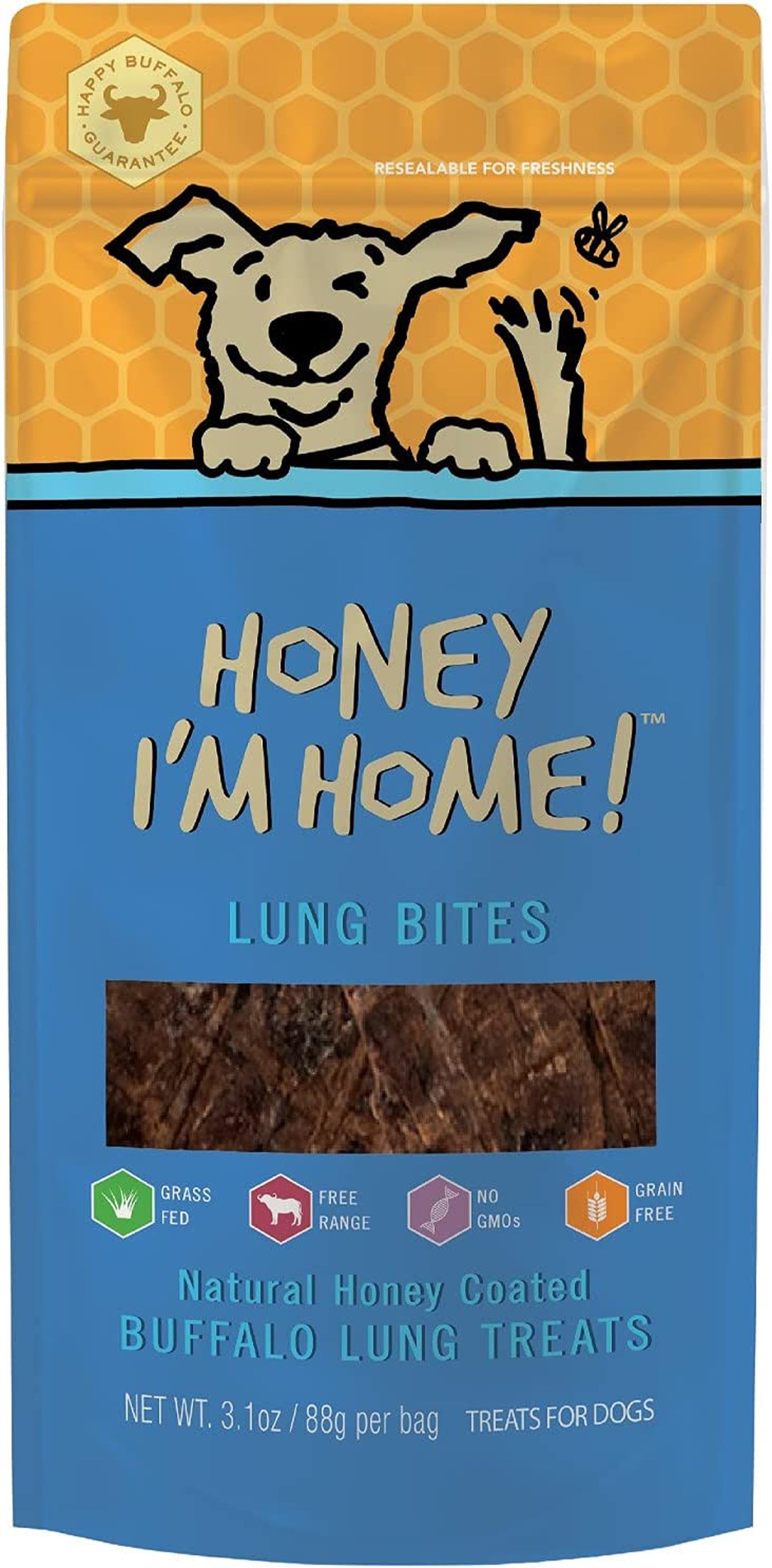 Honey Im Home Dog Buffalo Lung Bites 3.1oz. - Pet Supplies - Honey Im home