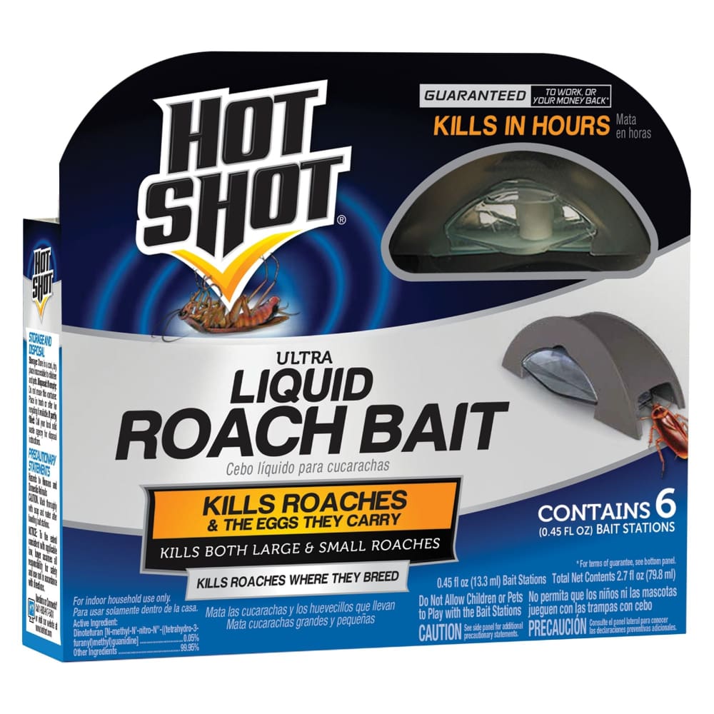 Hot Shot Liquid Roach Bait Stations 6 ct./0.456 fl. oz. - Hot