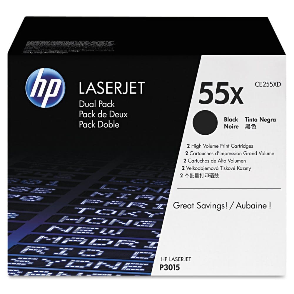 HP 55X Original Laser Jet Toner Cartridge Black (2 pk. 12,500 Page Yield) - Laser Printer Supplies - HP