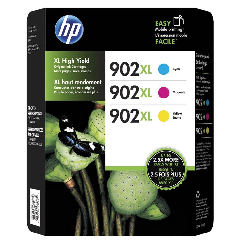 HP 902XL High-Yield Cyan Magenta Yellow Original Ink Cartridge 3/Pk - Ink Cartridges - HP