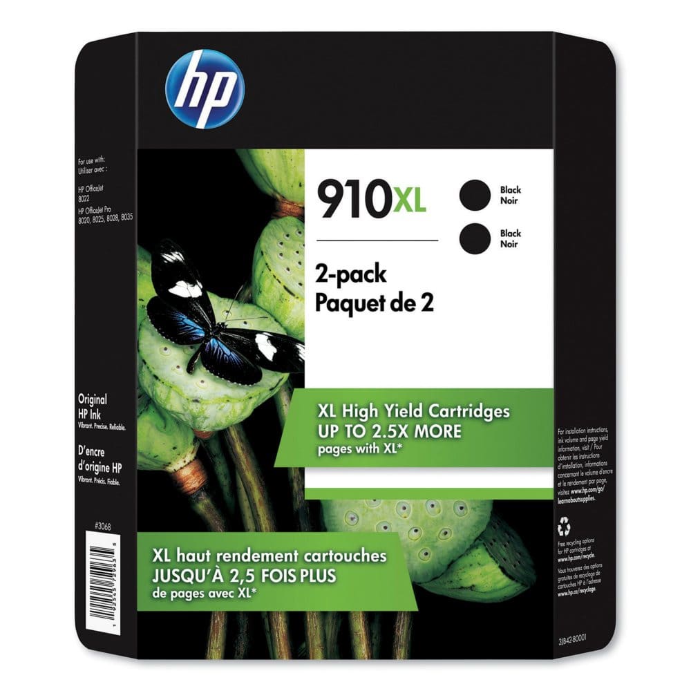 HP 910XL High Yield Black Original Ink Cartridge 2 Pack - Ink Cartridges - HP