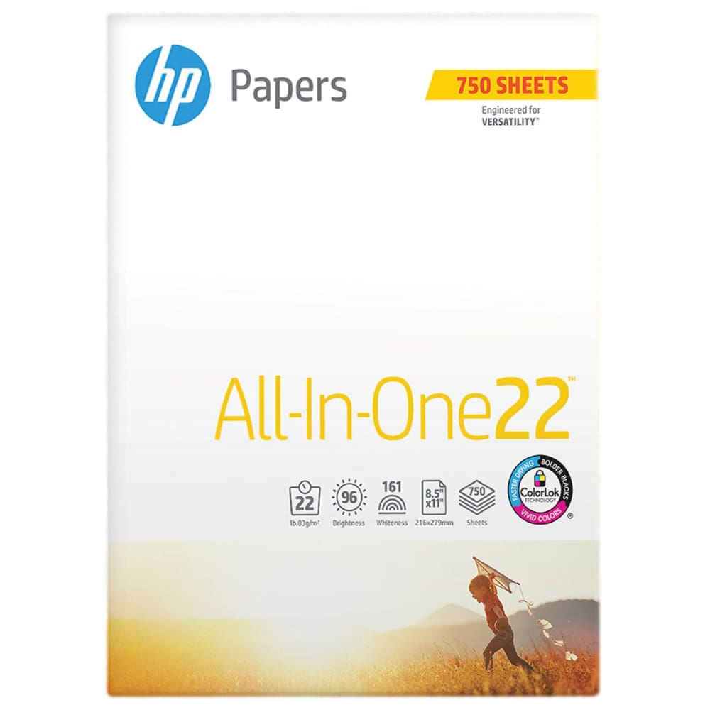 HP All-In-One Printing Paper 96 Brightness 22 lb. Letter 1 Ream 750 Sheets - HP