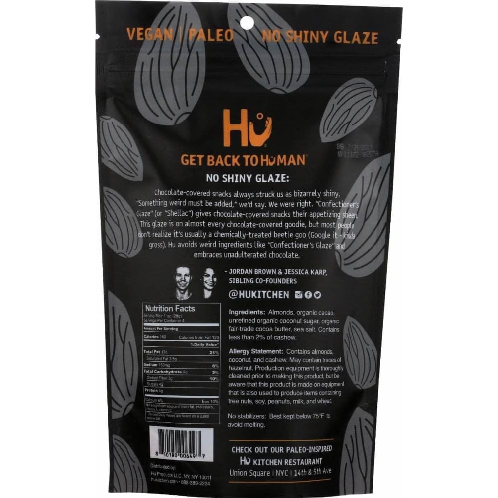 Hu Hu Chocolate Covered Hunks Almonds and Sea Salt, 4 oz